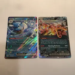 Charizard EX Blastoise EX Pokemon Card Lot of 2 Holo Double Rare Mint - Image 1