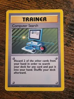Computer Search 71/102 Rare Non-Holo Base Set Pokemon Trainer Card LP - Image 1