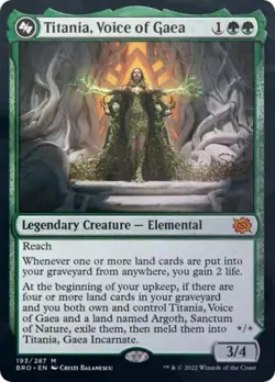 Titania, Voice of Gaea -Foil Light Play MTG The Brothers' War - Image 1