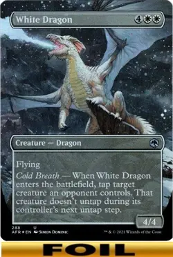 1x - White Dragon - FOIL BORDERLESS - Forgotten Realms - UC NM MTG - Image 1