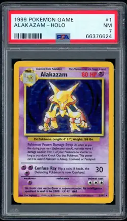 1999 Pokemon Base Set #1 Alakazam Holo PSA 7 NM Near Mint - Image 1