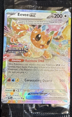 Pokemon Eevee EX 75/131 Stamped Prismatic Evolutions Surprise Box Promo Sealed - Image 1