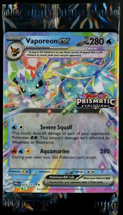 Pokemon TCG Vaporeon ex 023/131 Stamped SEALED Promo Prismatic Surprise Box - Image 1