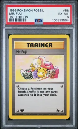 1999 POKEMON FOSSIL 1ST ED #58 MR. FUJI PSA 6 - Image 1