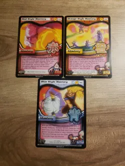 DBZ. DragonBall Z. 3 Card "Mastery" Lot. Red, Blue, Orange. Unlimited Rare 2003 - Image 1