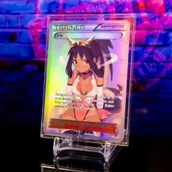 Iris Waifu Trading Card ACG Pokemon Trainer Holo Flash Gold Foil English Rare - Image 2