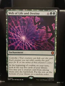 Web of Life and Destiny #122 NM/M MTG Spiderman Magic Card Green Mythic - Image 1