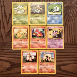 Pokemon Base Set Lot Of 8 Cards (1999) NM (Mr. Mime is LP) - Image 1