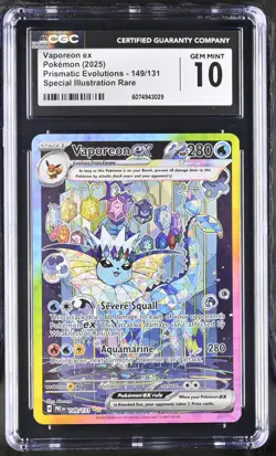 (PSA) CGC 10 Vaporeon ex Prismatic Evolutions SIR Full Alt Art Pokemon Card #149 - Image 1