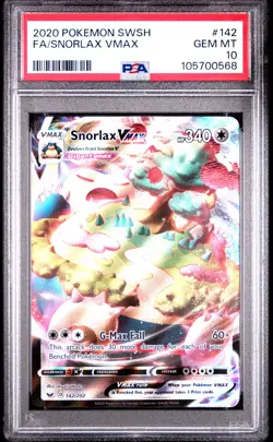 2020 POKEMON SWORD & SHIELD #142 FULL ART/SNORLAX VMAX PSA 10 - Image 1