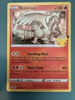 Pokemon TCG Reshiram Holo Holo Rare Card Celebrations 002/025 - Image 1