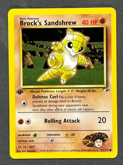 Brock's Sandshrew 71/132 1st Edition Gym Heroes Common 2000 Pokemon TCG WOTC - Image 1