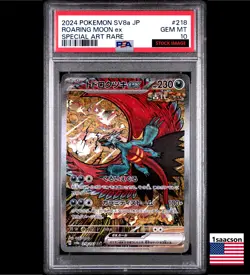 PSA 10 Roaring Moon ex SAR 218 sv8a Terastal Festival ex Japanese Pokemon Card - Image 1