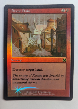 Magic Mtg FOIL Mercadian Masques Stone Rain moderately played - Image 1