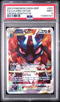 2023 POKEMON SWSH BLACK STAR PROMO #291 FULL ART/LUCARIO VSTAR PSA 9 - Image 1