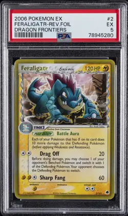 2006 POKEMON EX DRAGON FRONTIERS #2 FERALIGATR-REVERSE FOIL PSA 5 - Image 1