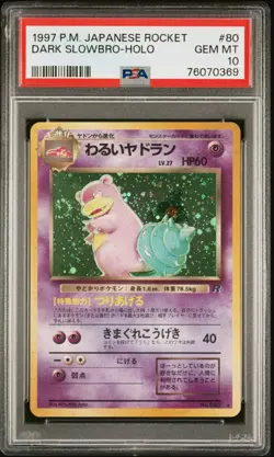 1997 Pokemon Japanese Rocket Dark Slowbro #80 Holo PSA 10 - GEM MINT! W/ SWIRL - Image 1