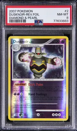 2007 POKEMON DIAMOND & PEARL #2 DUSKNOIR-REVERSE FOIL PSA 8 - Image 1