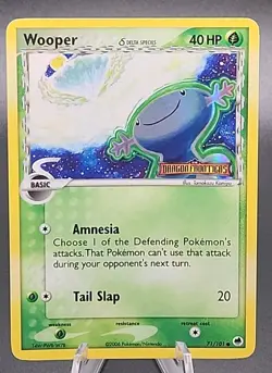 Wooper Dragon Frontiers EX Series POKEMON Reverse Holo Foil Stamped 2006 #71 D - Image 1