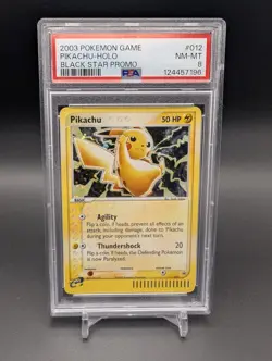 2003 Pokemon Pikachu Black Star Promo #012 Holo PSA 8 NM-MT WotC e-Reader - Image 1