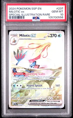 2024 POKEMON SSP EN-SURGING SPARKS SPECIAL ILLUSTRATION RARE MILOTIC EX PSA 10 - Image 1