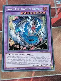 Yugioh! Snake-Eyes Doomed Dragon SUDA-EN035 EURO 1st ED Secret Rare NM - Image 1