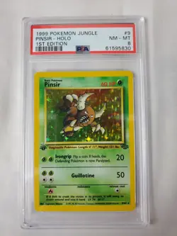 Pokemon 1999 PSA 8 Pinsir 1st First Edition Holo Jungle 9/64 Card - Image 1