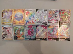 Pokemon card lot of 12 ultra rare, gold, rainbow, shiny, and full art cards - Image 1