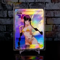 Elesa Waifu Card ACG Pokemon Trainer Holo Custom Flash Foil Signature Anime - Image 1