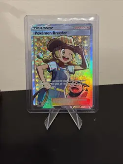 Pokemon Breeder 73/73 Shining Legends Holo Full Art Trainer Pokemon TCG Card - Image 1