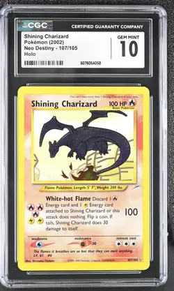 CGC 10 GEM MINT Shining Charizard 2002 Neo Destiny 107/105 Holo Pokemon Card - Image 1