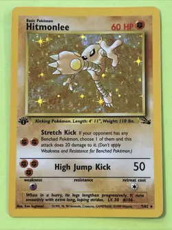 Pokemon TCG Hitmonlee 1st Edition Holo Rare Card Fossil, 7/62 - Image 1