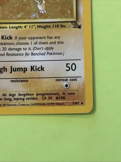 Pokemon TCG Hitmonlee 1st Edition Holo Rare Card Fossil, 7/62 - Image 2