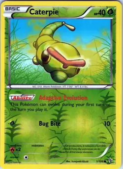 Caterpie 1/106 Common - Pokemon TCG XY: Flashfire - Reverse Holo (NM) - Image 1