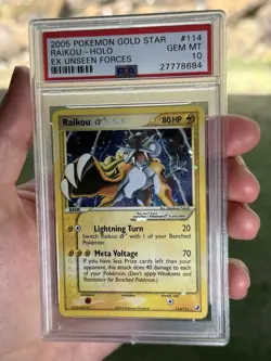 2005 POKEMON EX UNSEEN FORCES GOLD STAR #114 RAIKOU-HOLO PSA 10 - Image 3