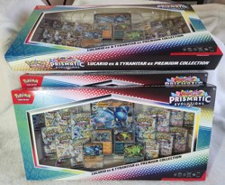 3x Pokemon Scarlet Violet Prismatic Evolutions Lucario Tyranitar ex Premium NEW - Image 1
