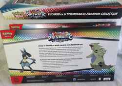 3x Pokemon Scarlet Violet Prismatic Evolutions Lucario Tyranitar ex Premium NEW - Image 3