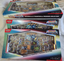 3x Pokemon Scarlet Violet Prismatic Evolutions Lucario Tyranitar ex Premium NEW - Image 4