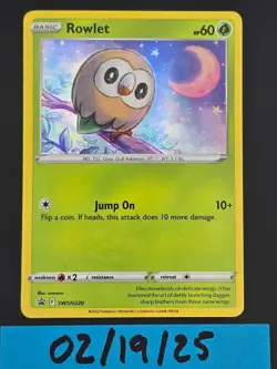 Rowlet SWSH220 Holo Black Star Promo Pokemon 2022 Sword & Shield NM/M - Image 1