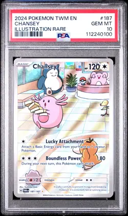 2024 POKEMON TWM EN-TWILIGHT MASQUERADE ILLUSTRATION RARE #187 CHANSEY PSA 10 - Image 1