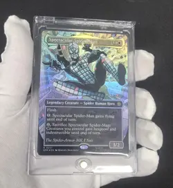 Spectacular Spider-Man 0237 Borderless Textured Foil Marvel MTG Rare Magic Card - Image 1