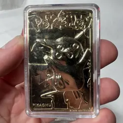 Pokemon Pikachu Burger King 23K Gold Plated Trading Card & Pokeball Vintage 1999 - Image 2