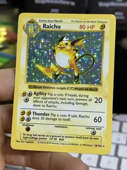 #2 SHADOWLESS Raichu 14/102 Base Set 1999 Holo Rare WOTC Pokemon Card TCG - Image 4