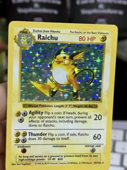 #2 SHADOWLESS Raichu 14/102 Base Set 1999 Holo Rare WOTC Pokemon Card TCG - Image 5