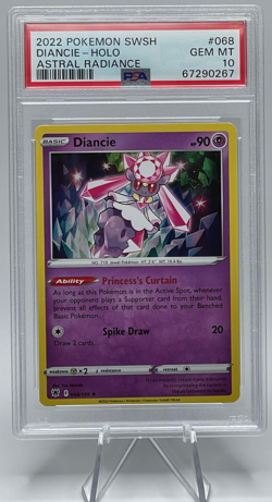 2022 POKEMON SWORD & SHIELD ASTRAL RADIANCE #068 DIANCIE-HOLO PSA 10 GEM MINT - Image 1