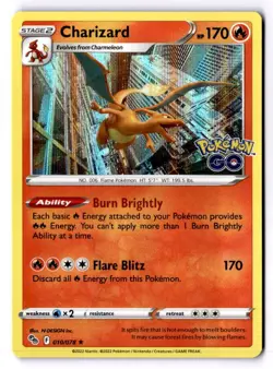 Charizard Holo Rare Pokemon GO 010/078 NM - Image 1