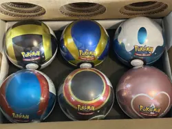 Pokeball Tin Set Of 6 With Display RARE BALLS RARE CARDS RARE CODES! New Sealed - Image 3