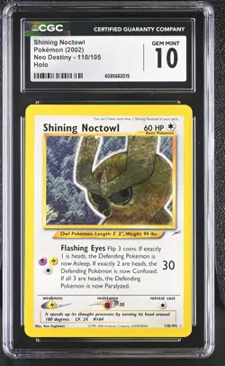 CGC 10 GEM MINT Shining Noctowl 2002 Neo Destiny 110/105 Holo Pokemon Card - Image 1