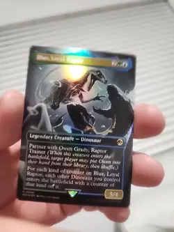 MTG Blue Loyal Raptor Borderless Foil Jurassic World Collection Card #8 - Image 1