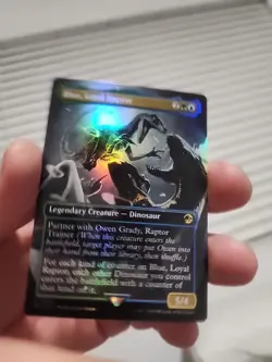 MTG Blue Loyal Raptor Borderless Foil Jurassic World Collection Card #8 - Image 2